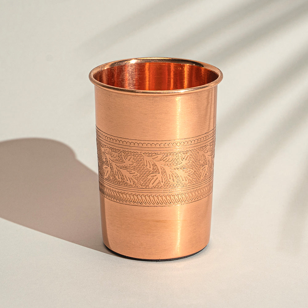 Copper Cup 300 ml - Polished Flower Band