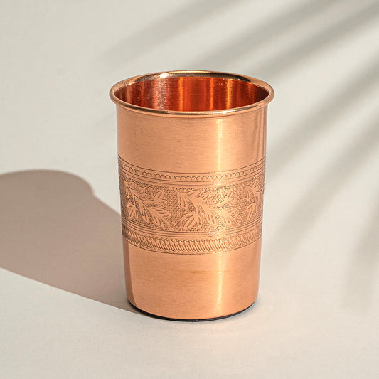 Copper Cup 300 ml - Polished Flower Band