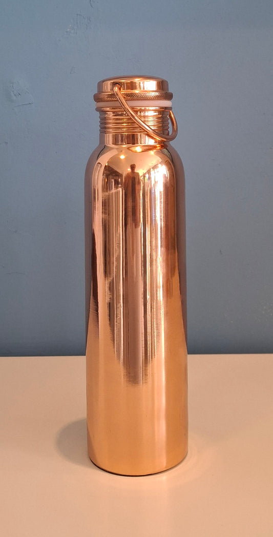 Copper Water Bottle 950ml - Polished with Handle