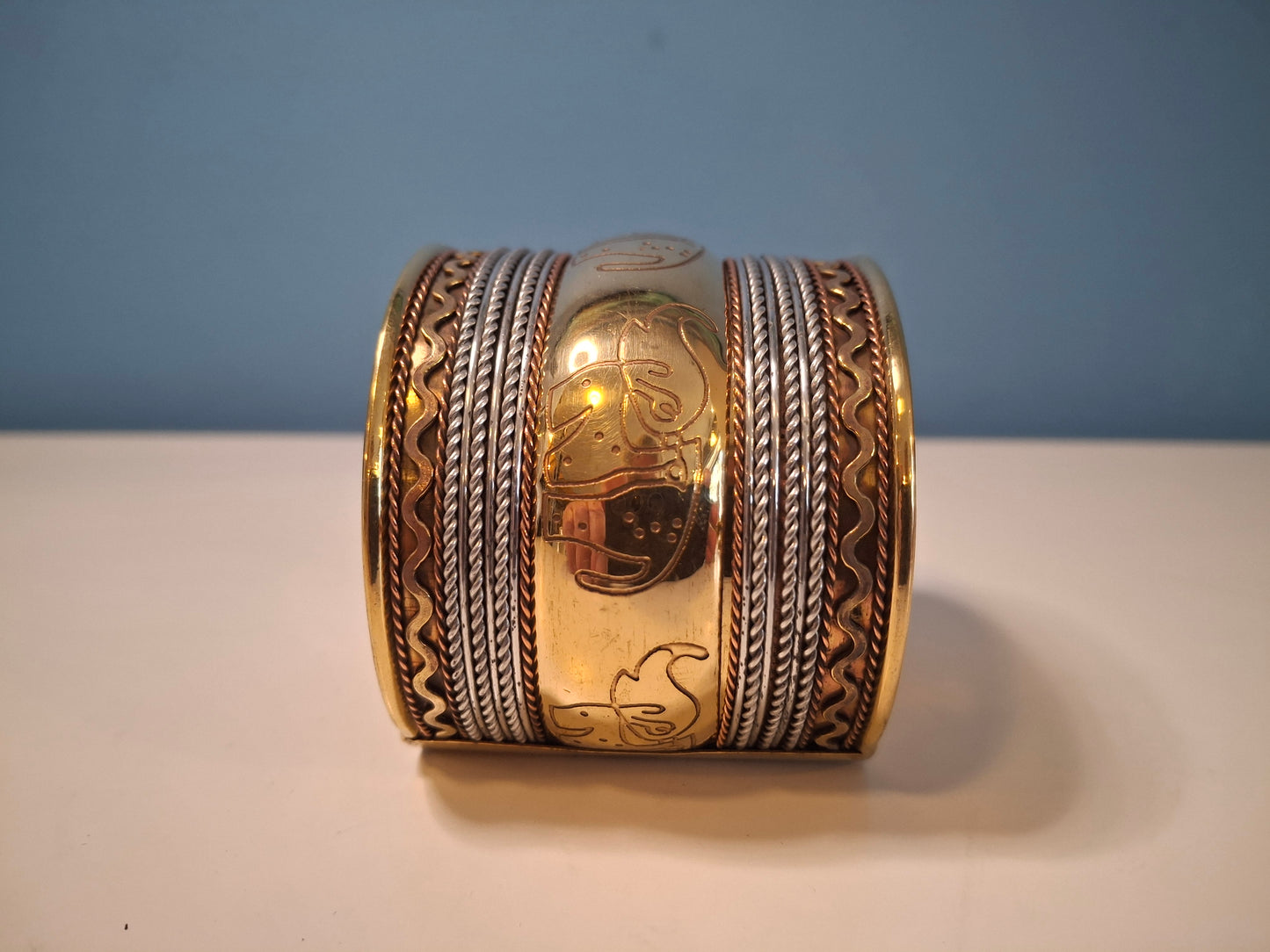 Copper Braclet broad Elephant design