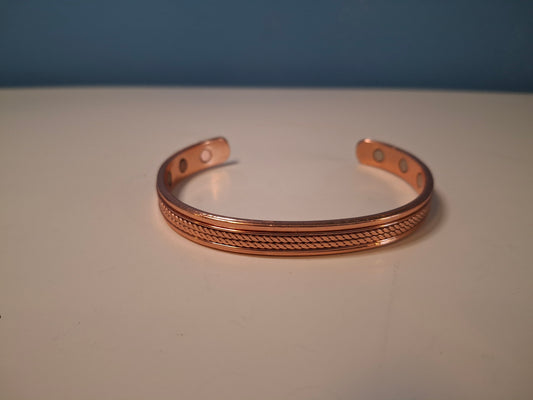 Copper Bracelet with double ribble design