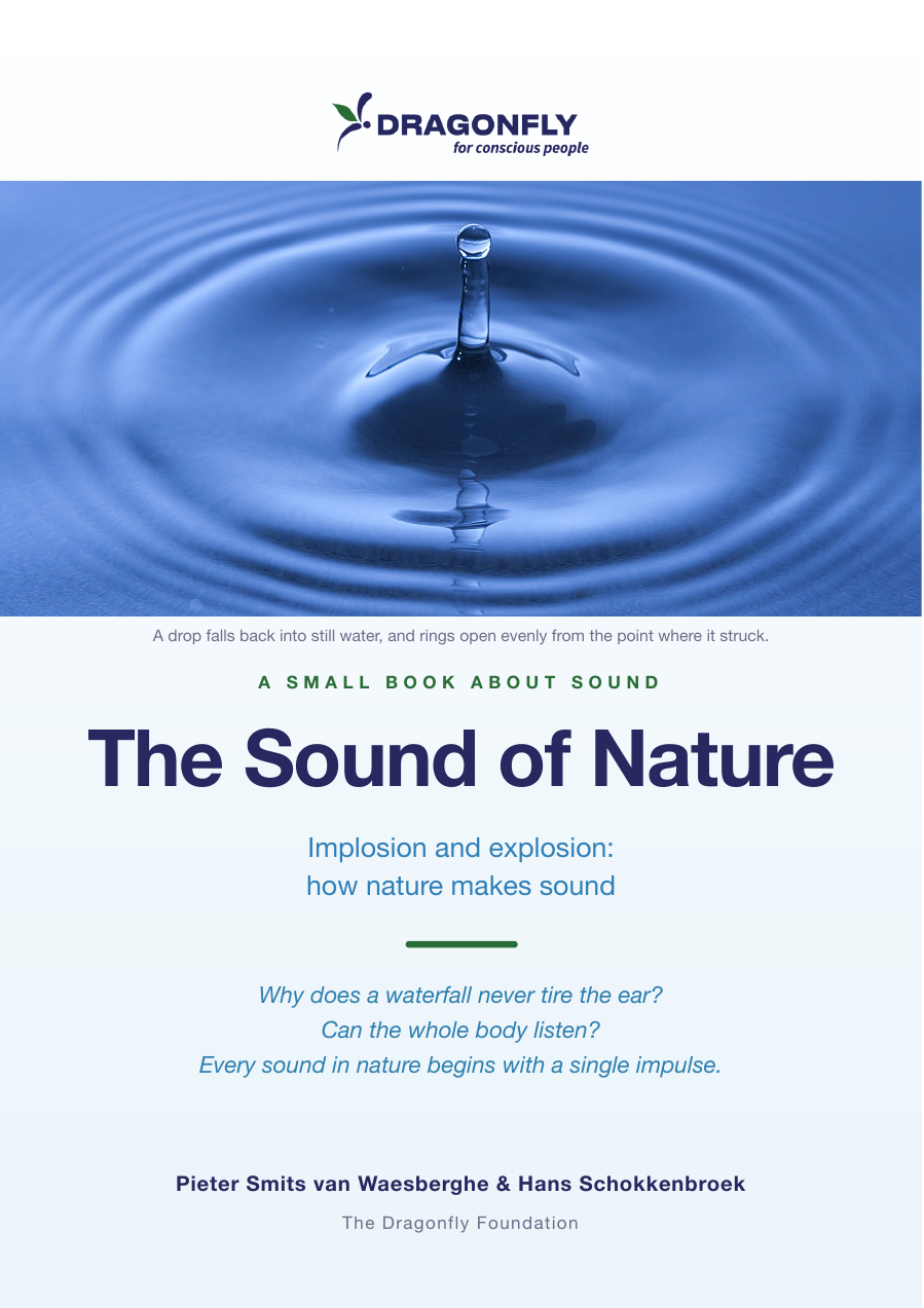 The Sound of Nature booklet cover: a drop falling into still blue water