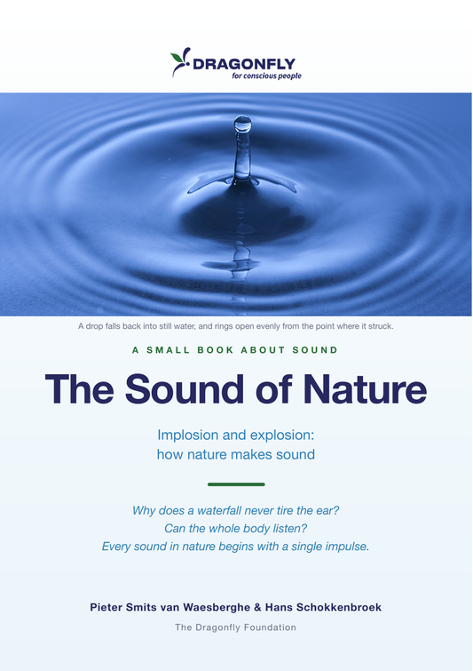 The Sound of Nature booklet cover: a drop falling into still blue water